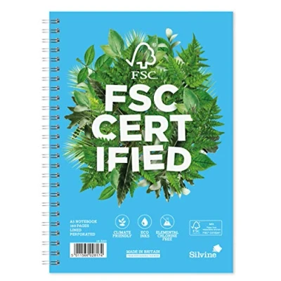 Image of Silvine A5 Premium FSC Wirebound Notebook Ruled Feint, 160 Pages of Certified Paper. Ref R203