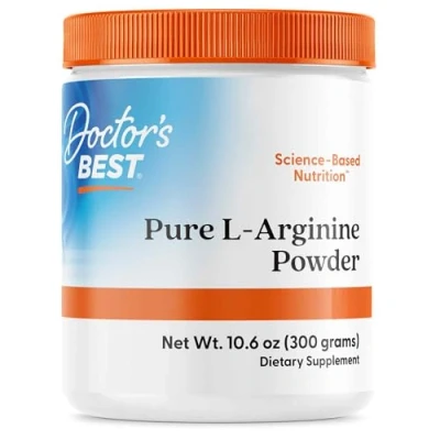 Image of Doctor&#039;s Best, Pure L Arginine Powder, 300g Vegan Highly Dosed, Amino Acid, Lab Tested, Gluten Free, Soy Vegetarian, Non GMO