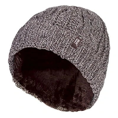 Image of HEAT HOLDERS Ladies Warm Fleece Lined Insulated Turn Over Cuff Cable Knit Thermal Winter Beanie Hat (One Size, Fawn (TOR))