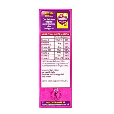 Image of Bassetts Multivitamins, Raspberry, 7 11yrs 30 per Pack