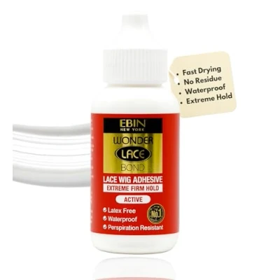 Image of EBIN NEW YORK Wonder Lace Bond Extreme Firm Hold 1.18oz No Residue Improved Formula Easy to Apply Fast Drying Waterproof Latex Free Perspiration Resistant