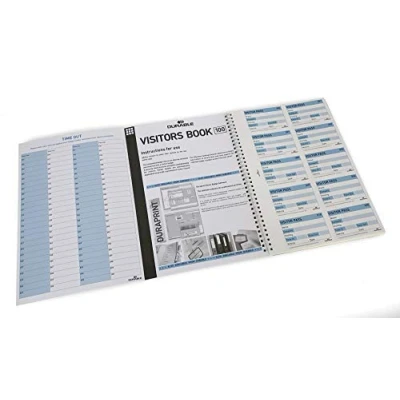 Image of Durable Visitor Book 100 Refill Pack Perforated 90 x 60 mm Badge Inserts GDPR Compliant Perfect for Schools, Offices, Hotels, Etc