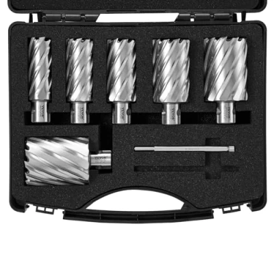Image of VEVOR Annular Cutter Set, 6 pcs Universal Shank Mag Drill Bits, 2&quot; Cutting Depth, 1&quot; to Diameter, M2AL High Speed Steel, with 2 Pilot Pins and Portable Case, for Using Magnetic Drills