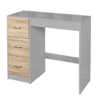 Image of URBNLIVING 3 Drawer Wooden Bedroom Dressing Table (Grey Carcass + Oak Drawers)