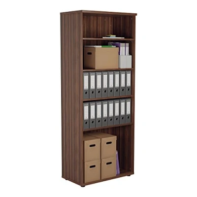 Image of Office Hippo Heavy Duty Bookcase, Robust Book Case, Storage Unit with 4 Adjustable Shelves &amp; Feet, Stable Home Furniture, Simple To Assemble Dark Walnut