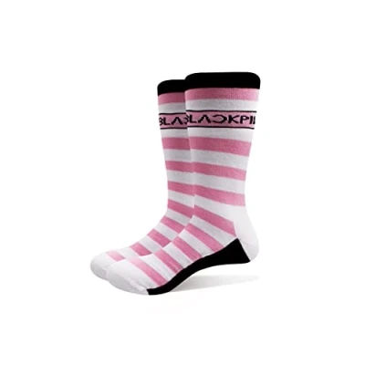 Image of BlackPink Ankle Socks Stripes and Logo Official White (UK Size 7 11) UK 11