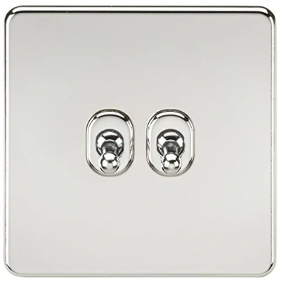 Image of KnightsBridge Screwless 10AX 2G 2 Way Toggle Switch Polished Chrome