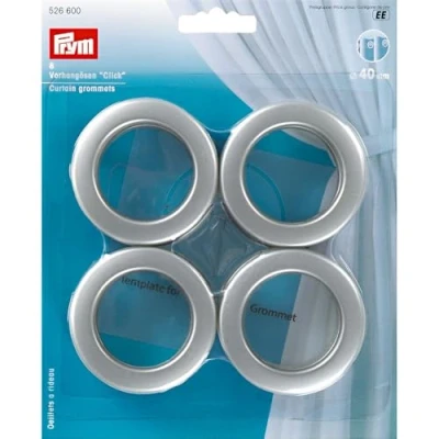 Image of Blaklader Prym Click Curtain Eyelets 40 mm Pack of 8 Matte Silver Plastic