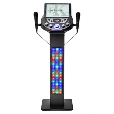 Image of Easy Karaoke EKS828 BT Bluetooth Pedestal System with Built in speakers, 90W Peak music Power Output, LED Lights, Disco Ball and 2 microphones
