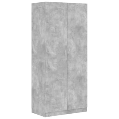 Image of vidaXL Engineered Wood Wardrobe in Chic Concrete Grey Ample Storage with Hanging Rod and Compartment for Clothes Accessories Modern Closet Living Room or Bedroom