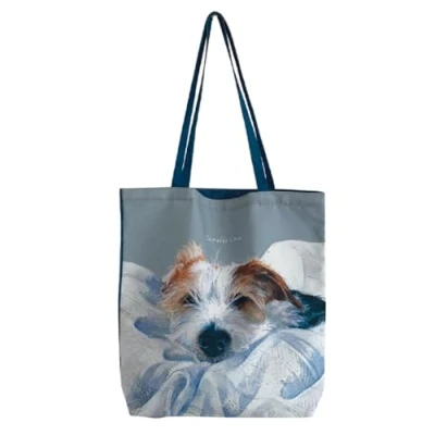 Image of Little Dog Laughed Jack Russell Scruffy Love Packable Tote Bag Shopping Bags LDPB01