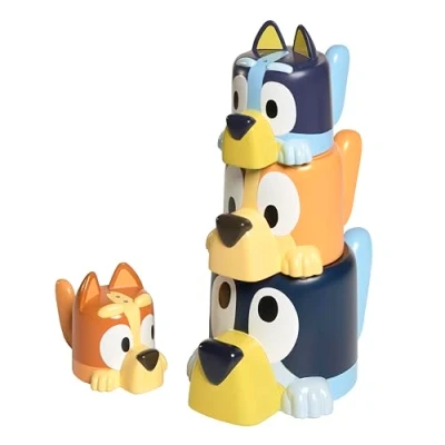 Image of Toomies Bluey&#039;s Family Pourers with Designs Featuring Chilli, Bandit, Bingo, and Bluey Nesting, Stacking Cups for Bath Time Officially Licensed Toys Baby +18 Months
