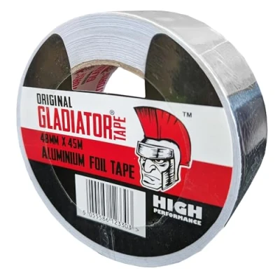 Image of Bag Market 1 Roll x Gladiator® Aluminium Tape 48mm 45m Highly Adhesive Foil Tape, Insulation For Insulating And Sealing Ducts Heat Resistant Silver