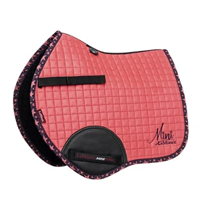 Image of LeMieux Show Jumping Mini Suede Jump Square Saddle Pad Pads for Horses Equestrian Riding Equipment and Accessories (Papaya Mini)