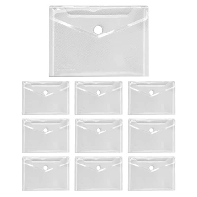 Image of VELOFLEX A455010 Document Wallet Crystal, Pack of 10, DIN A6, with Velcro Fastening, Polypropylene, Transparent