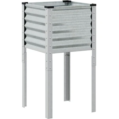 Image of vidaXL Garden Planter 45x45x88 cm Galvanised Steel