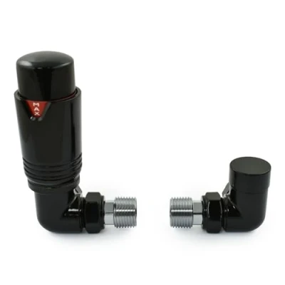 Image of Thermostatic Radiator Valve Corner TRV Black Style (All Black)