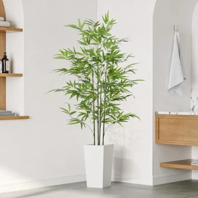 Image of YOLEO 5.5FT Artificial Dracaena Tree with White Tall Planter, Lifelike Fake Silk Indoor, Faux Plant for Living Room Bedroom Balcony Corner Office Decor