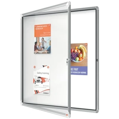 Image of Nobo Outdoor Magnetic Lockable Notice Board 12 x A4, Premium Plus, White, 1902581