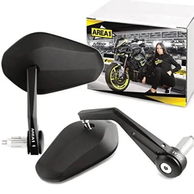 Image of Area1 Universal Motorcycle Handlebar Mirror 7/8&quot; Bar End Rearview Motorbike Side Wing