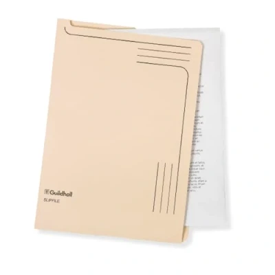 Image of Exacompta Ref 4609Z Guildhall Slip file, 315 x 230mm, 230gsm Filing Board, Top &amp; Side Openings, Printed Space for Titles, Holds Approx. 50 Sheets of A4 Paper Cream, Pack
