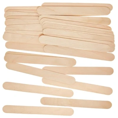Image of Baker Ross FN234 Jumbo Wooden Craft Sticks Pack of 80, Lollipop for Crafts, Multipurpose Popsicle