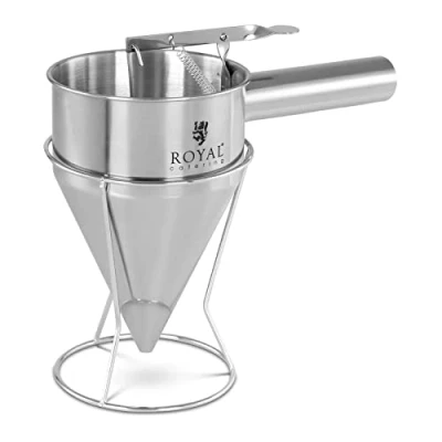 Image of Royal Catering RCSD 12 Piston Funnel 1.2 L Stainless Steel Dosing Opening: 8 mm Filling Liquor Pastry Filler (Dimensions 150 x 220 290 mm)