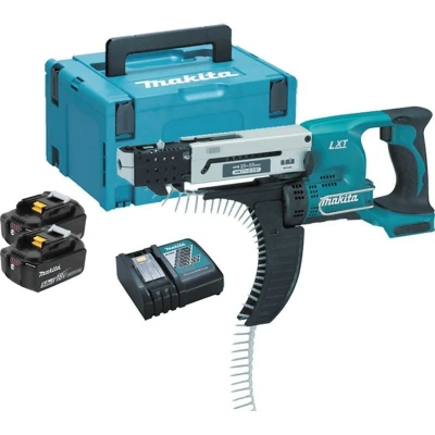 Image of Makita DFR550RTJ Cordless Magazine Screwdriver, 25 55 mm, 18 V/5.0 Ah, 2 Batteries and Charger in Makpac, Pack of 1,