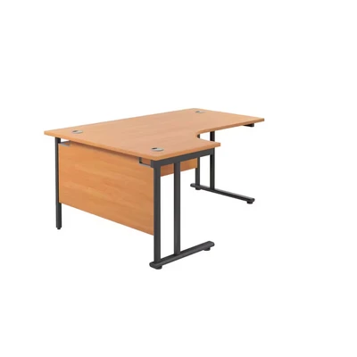 Image of Jemini Radial Left Hand Double Upright Cantilever Desk 1800x1200x730mm Beech/Black KF820499