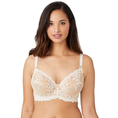 Image of Wacoal Women&#039;s Embrace Lace Sg Classique T Shirt Floral Everyday Bra, Beige (Nude),36DD (Manufacturers Size: 95E)