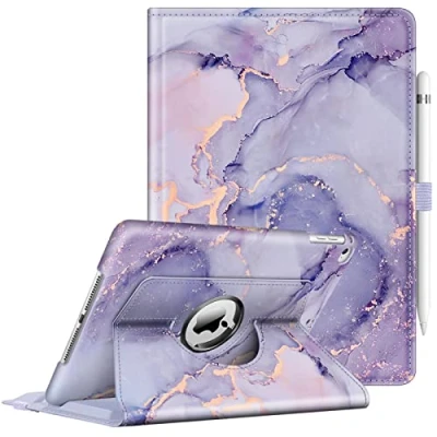 Image of Fintie Case for 9.7 Inch iPad 2018 (6th Generation), 2017 (5th Air 2, 360 Degree Adjustable Protective with Stand Function, Auto Sleep/Wake, Purple Marble