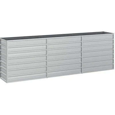 Image of vidaXL Galvanized Steel Garden Raised Bed Spacious Silver Planter for Outdoor/Indoor Use, Easy Assembly, Weather Resistant