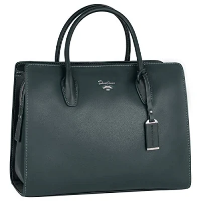Image of David Jones Women&#039;s Large Handbag Top Handle Bag PU Leather Ladies Tote Shopper Shoulder Crossbody Multiple Pocket Compartment Satchel Work Business Office Fashion Elegant Green
