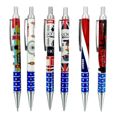 Image of Souvenirs 6 Famous London Landmarks Design Pens Great British UK Union Jack Pen England Collectable Gift