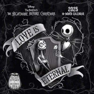 Image of Pyramid International The Nightmare Before Christmas 2025 Calendar Disney Tim Burton 16 Month Planner, Iconic Characters, Large Grid
