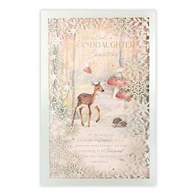Image of Clintons: Granddaughter, Reindeer and Fairies, Cut out Christmas Card, Luxury Cutout Card Granddaughter Christmas, Multi Colour, 171 x 260, 1182052