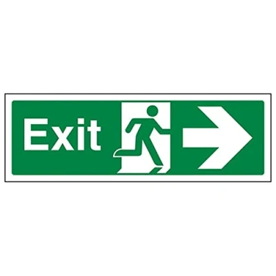 Image of V Safety Fire Exit Arrow Right 450 X 150mm