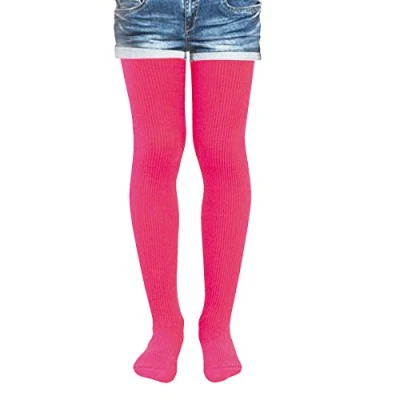 Image of Kids Fashion Girls Ribbed Semi Opaque Tights 40 Denier (8 10 Years (134cm), Fuxia)
