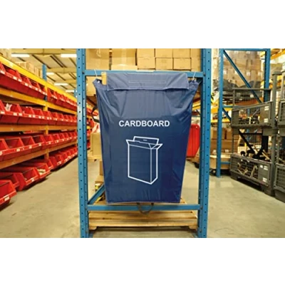 Image of Warehouse Waste Recycling Racking Sack, CARDBOARD, Industrial Grade, Integrated Top Flap With Velcro Fastening, Multiple Fixing Options, Double Stitched Strength, 160 Litre Capacity