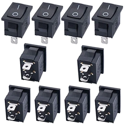 Image of Taiss/10Pcs Rocker Toggle Switch Black On/Off SPST 2 Pin Position KCD1 AC 250V/10A 125V/12A 1 101 BK