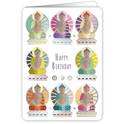 Image of Quire Colourround Card Happy Birthday Buddha,115x163mm