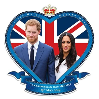 Image of STAR CUTOUTS Royal Wedding Commemoration Wall Cut Out Prince Harry &amp; Meghan Markle, cardboard, Multi Colour, 61 x 5 65 cm