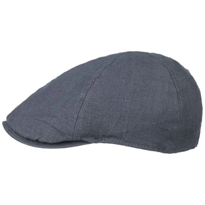 Image of Lipodo Linen Flat Cap Ivy hat (S (55 56 cm) Navy)