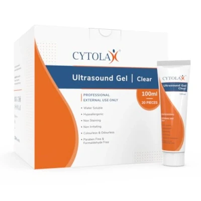 Image of 20pk 100ml Cytolax Ultrasound Gel Tube, Non Sterile, Thick Clear Conductive High Viscosity Transmission Doppler Machine Hypoallergenic Irritating Staining, UKCA CE Certified