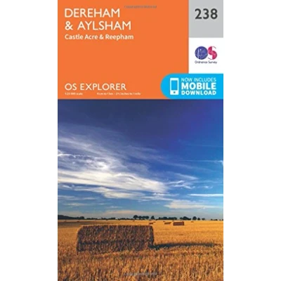 Image of Dereham &amp; Aylsham Map Castle Acre Reepham Ordnance Survey OS Explorer 238 England Walks Hiking Maps Adventure