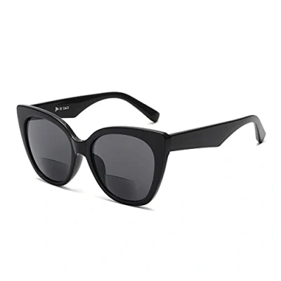 Image of JM Classic Bifocal Reading Glasses Oversized Cateye Stylish Sunglasses Readers for Women Black +1.0