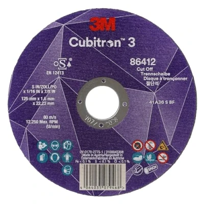 Image of 3M Cubitron 3 Cut Off Wheel, 86616, 60+, T41, 115 mm x 1 22.23 mm, EN, 25/ Pack