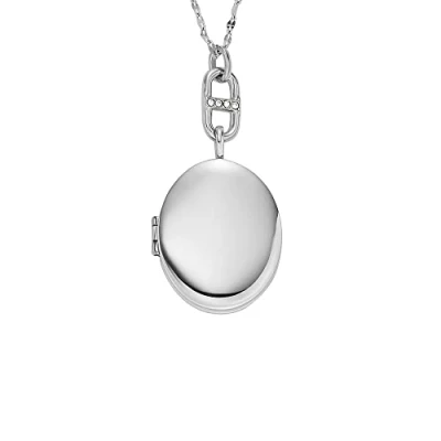 Image of Fossil Necklace for Women Locket Collection Stainless Steel Chain Necklace, Length: 400mm+50mm, JF04427040
