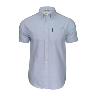 Image of Ben Sherman Mens Short Sleeve Button Down Collar Oxford Shirt 48580 Blue