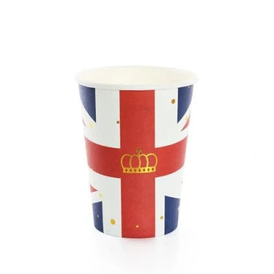 Image of Union Jack Cups Pack of 10 Paper with Flag Perfect for Jubilee Celebrations King&#039;s Coronation Street Parties